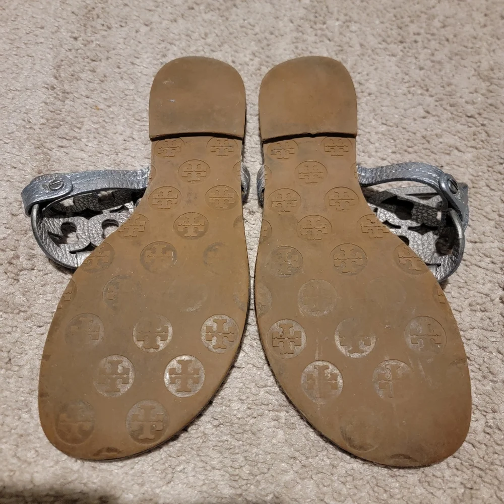 Tory Burch Miller Sandals Pewter Size 9.5